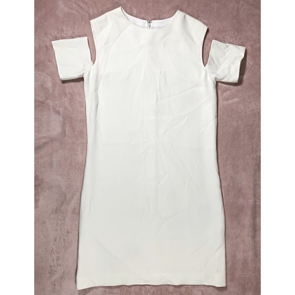 Helmut Lang Womens Cold Shoulder Shift Ivory Italian Fabric Dress Womens 4